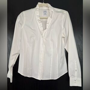 Brooks Brothers White Ruffled Blouse